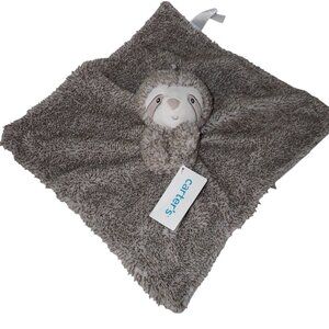 Carters Plush Stuffed Animal Sloth‎ Gray Soft Security Baby Blanket Lovey NEW